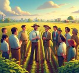 Illustration, réunion dans un champs