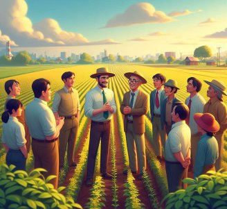 Illustration, réunion dans un champs